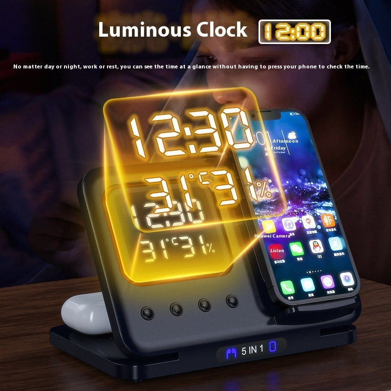 15W Wireless Chargers Stand 5 In1 LED Phone Station