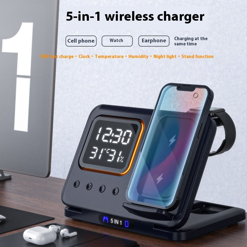 15W Wireless Chargers Stand 5 In1 LED Phone Station