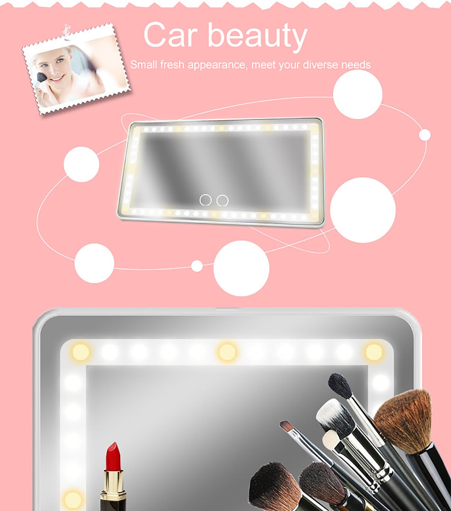 Extended Car Visor Mirror LED